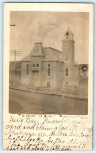 c1900s-10s Eganville, Ontario, Canada TOWN HALL RPPC Real Photo Postcard City A8