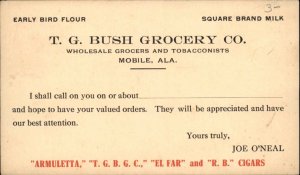 Mobile AL TG Bush Grocery Co Advertising Postal Card