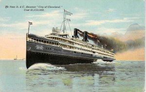 New D & C Steamer City of Cleveland Steamship c1910s Vintage Postcard