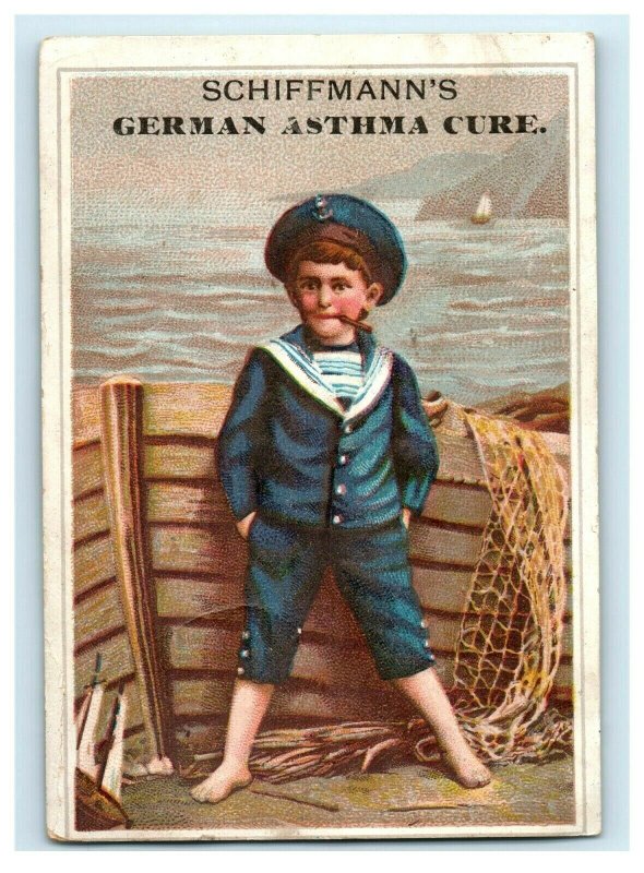 1880's Schiffmann's German Asthma Cure Sailor Boy Smoking Quack Medicine P173