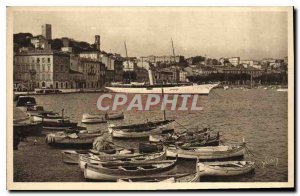 Postcard Old French Riviera Maritime Alps Cannes Boat Harbor
