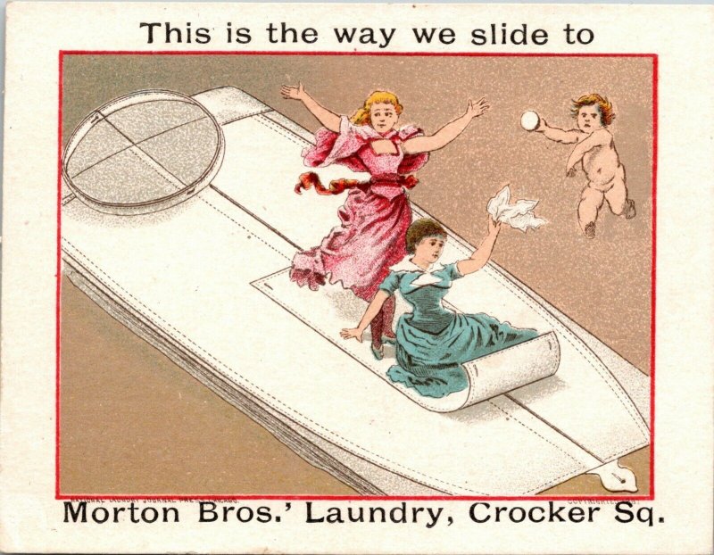 VERY RARE -  MORTON BROS. Laundry Soap Advertising Victorian Square Trade Card