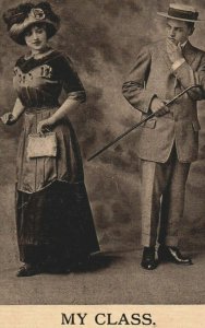 c.1910 Lovely Vintage Postcard Couple Romance Hat 'My Class' Co. E.H.S.