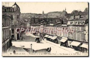 Postcard Old Bar Le Duc Perspective Of The Street Between Two Bridges