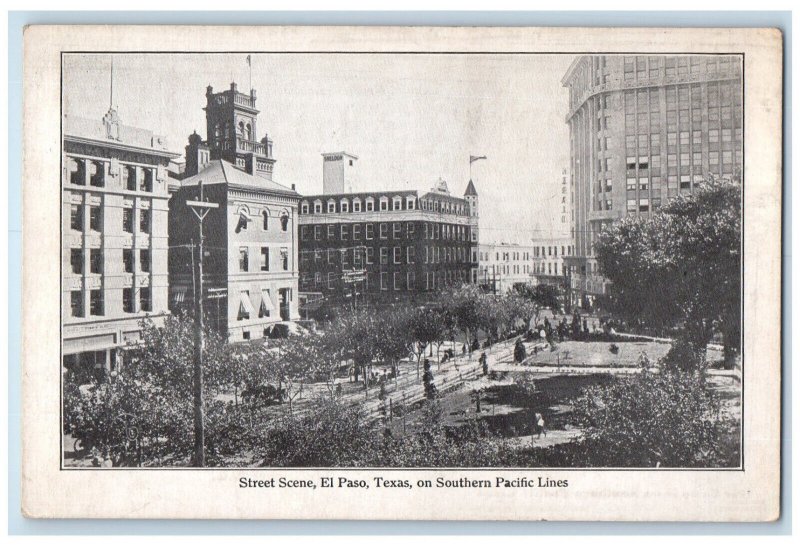 View Of Street Scene Southern Pacific Lines El Paso Texas TX Vintage  Postcard