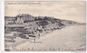 BOURNEMOUTH, Dorset, England, PU-1906; Beach And East Cliff, Row Boats On The...