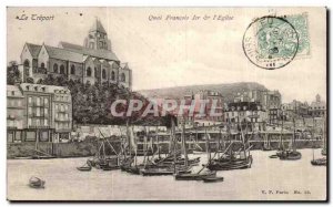 Old Postcard Treport Quai Francois I. I Church Boat