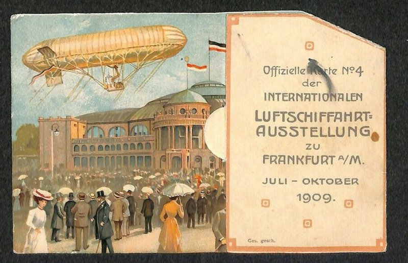 1909 Frankfurt Luftschiffahrts Pop-Up Balloon Ascension Mechanical Postcard