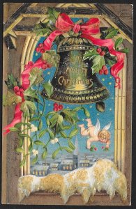 A Merry Christmas Bell Angel & Snow Used c1906