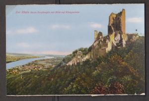 Rhein River View Of Konigswinter & Old Ruined Castle - Unused - Edge Wear