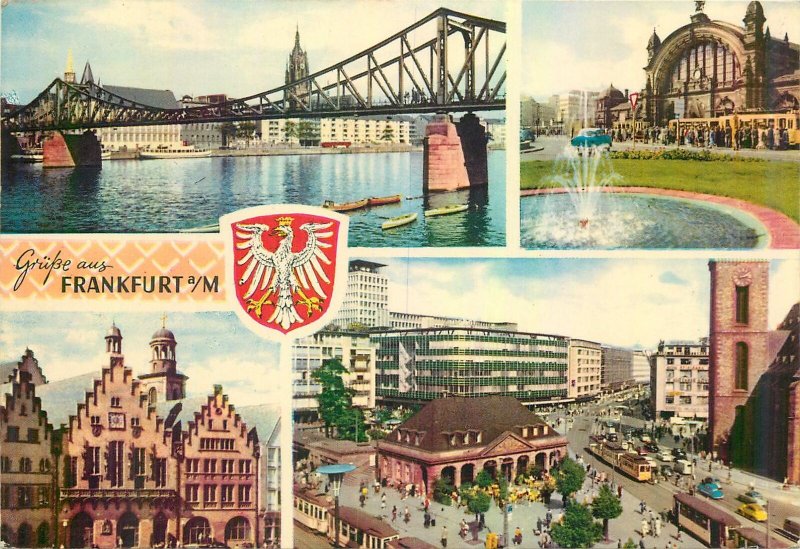 Germany Frankfurt souvenir multiview crest Postcard