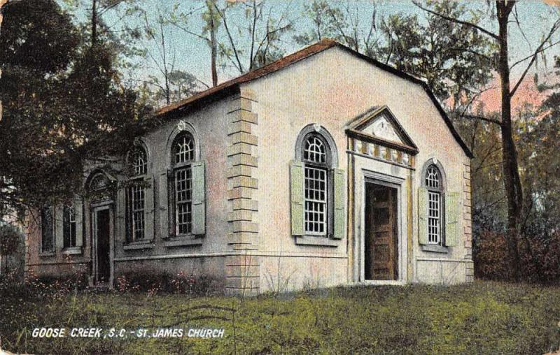 Goose Creek South Carolina birds eye view St James Church antique pc Y10746