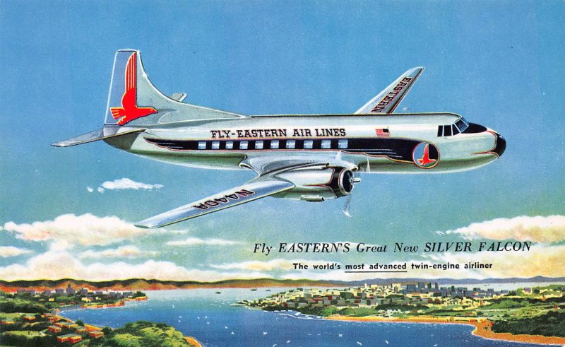 Fly Eastern's Great New Silver Falcon, Unused Postcard