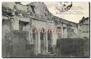 Old Postcard Etrepy castle Details after the bombing Army