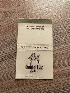 Matchbook Cover Gorda Liz Restaurant Newport Beach California MB12