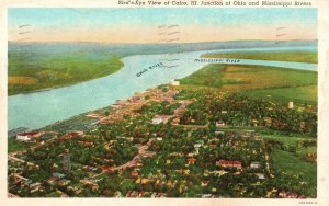 Vintage Postcard 1943 View of Cairo III Junction of Ohio & Mississippi Rivers