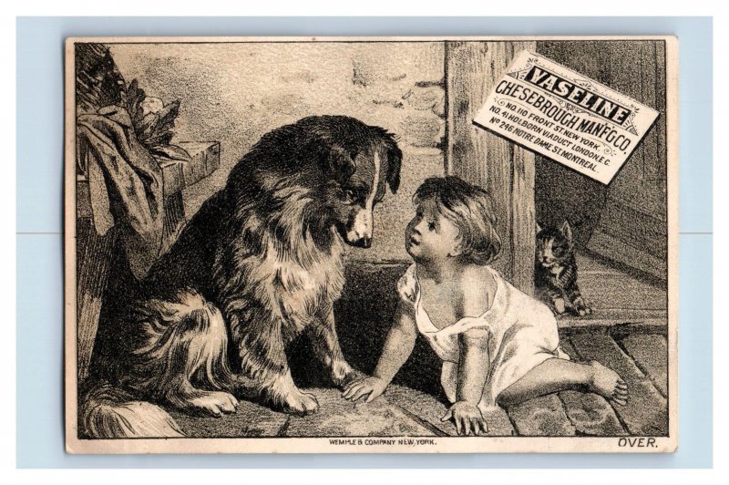 1880s Vaseline Chesebrough Mfg. Co. Poem On Back Child & Dog P73