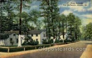 Army Barracks, Fort Acpherson, Atlanta, Ga, Georgia, USA Military Postcard Po...