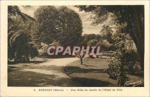 'Old Postcard Epernay (Marne) A Allee du Jardin de L''Hotel de Ville'