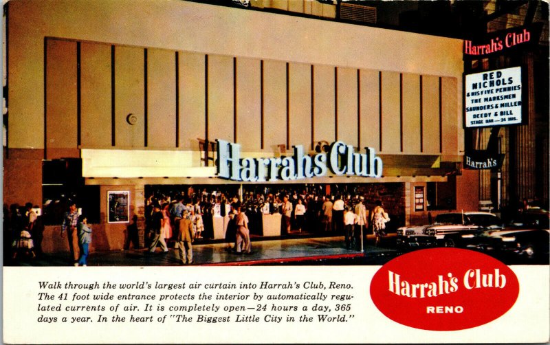 Vtg Harrah's Club Reno Nevada NV Postcard