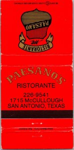Vintage Matchbook Cover Paesano's Ristorante San Antonio, Texas MB176