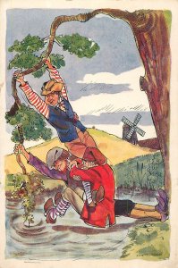 Danish folk & legends The Thirsty Tree tale caricature Denmark 1963 postcard