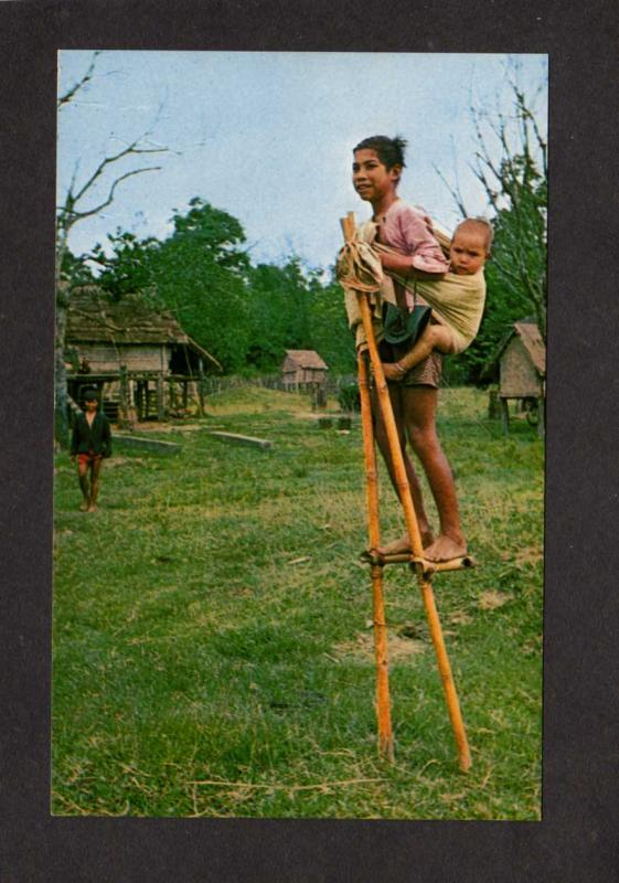 Vietnam Stilts Kontum Muntagard South Viet Nam Postcard Asian Asia Viet-Nam