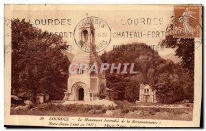 Old Postcard Lourdes Allied Monument of Gratitude Notre Dame