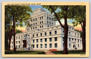 Linen~Ada County Court House Bldg Street View~Boise Idaho~Colortone~Vintage PC