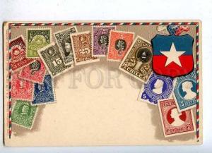 184867 CHILE Coat of arms STAMPS vintage EMBOSSED Postcard