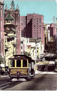 1920s SAN FRANCISCO CALIFORNIA STREET CABLE CAR CHINATOWN POSTCARD 42-313