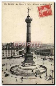 Paris Old Postcard Place de la Bastille July Column