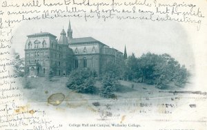 Postcard Antique View of College Hall & Campus, Wellesley College, MA. L6