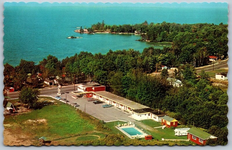 Postcard North Bay Ontario 1968 The Manitou Hotel Aerial View Nipissing District