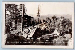 Black Hills South Dakota SD Postcard RPPC Photo On The Top Of Mt. Coolidge