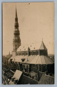 RIGA LATVIA ST.PETER CATHEDRAL ANTIQUE REAL PHOTO POSTCARD RPPC