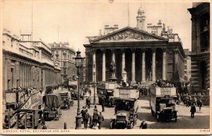 Vtg 1920s Royal Exchange & Bank Old Cars Advertising London England Postcard