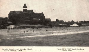 Vintage Postcard Arcadia Beach And Arcadia Hotel Santa Monica California Photo
