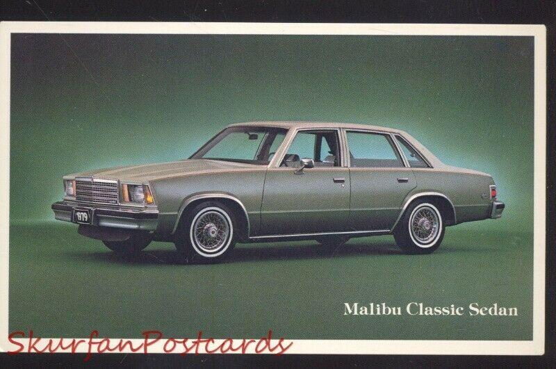 1977 CHEVROLET MALIBU CLASSIC SEDAN CAR DEALER ADVERTISING POSTCARD