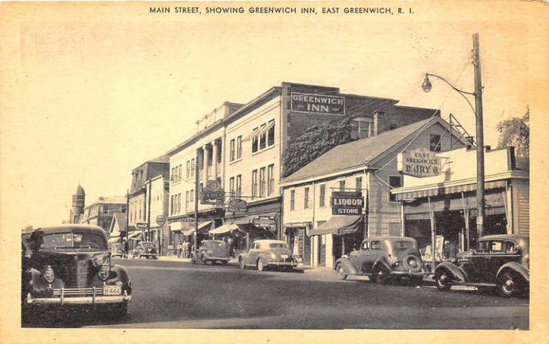 East Greenwich RI Dairy Old Cars Store Fronts Postcard