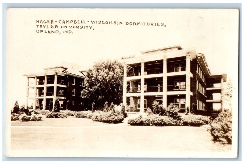 Upland Indiana IN Postcard RPPC Photo Magee Campbell Wisconsin Dormitories