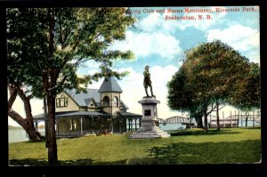 New Brunswick FREDERICTON Riverside Park Boating Club and Burns Monument ~ DB