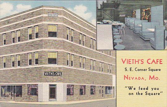 Interior Vieth's Cafe Nevada Missouri Curteich 1953