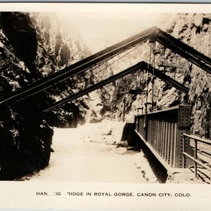 c1950s Canon City, CO Royal Gorge RPPC Hanging Bridge Railway Colo Photo PC A199