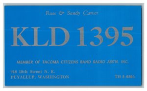 QSL Radio Card From Puyallup Washington KLD1395 