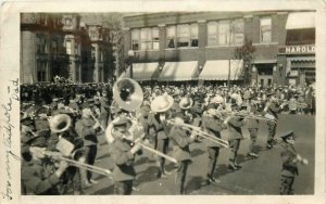 Postcard RPPC 1923 Illinois Chicago Parade Brass band occupational IL24-2720