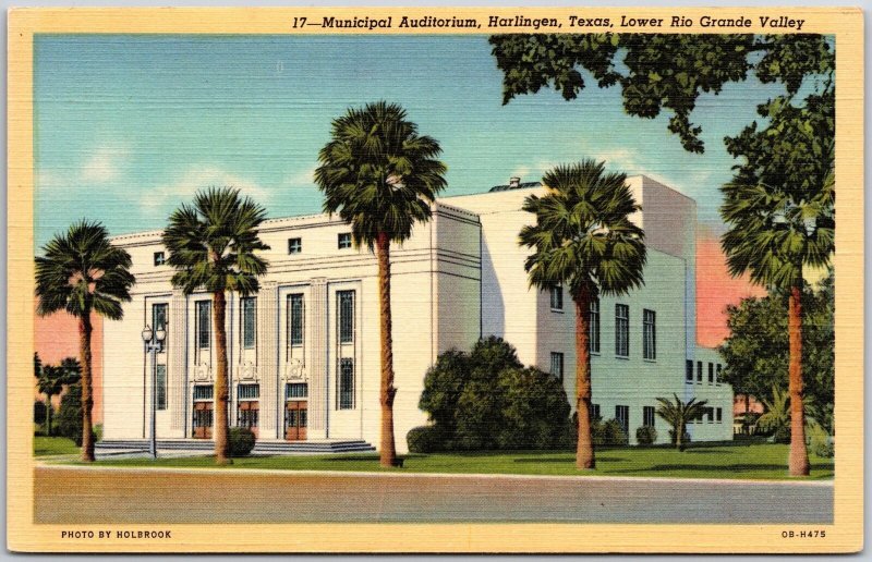 Municipal Auditorium Harlingen Texas TX Lower Rio Grande Valley Postcard