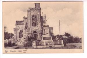 1940 War Ruins, Church, Ghyvelde, France,