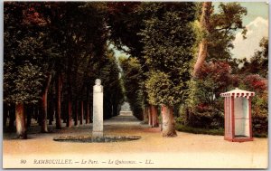 Parc Le Quinconce Rambouillet France Monument Lush Trees Street View Postcard