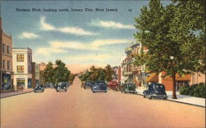 Jersey City New Jersey NJ Hudson Blvd Linen Vintage Postcard